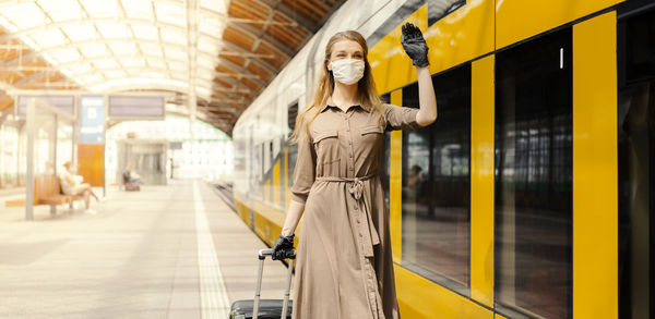 Train at railroad station platform