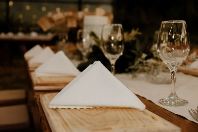 Close-up of wineglass on table