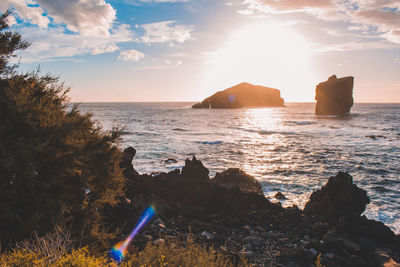 Scenic view of sea during sunset