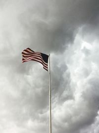 Low angle view of flag against sky