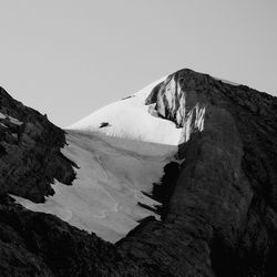 Scenic view of snowcapped mountains against clear sky