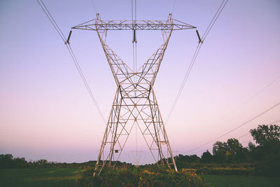 Sunset .  rural scene power lines.  