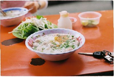 High angle view of food on table