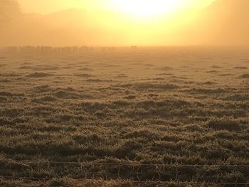 Scenic view of landscape against sky during sunset