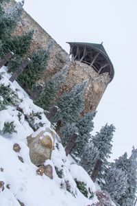 Built structure against clear sky during winter