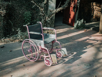 Bicycle parked in abandoned building