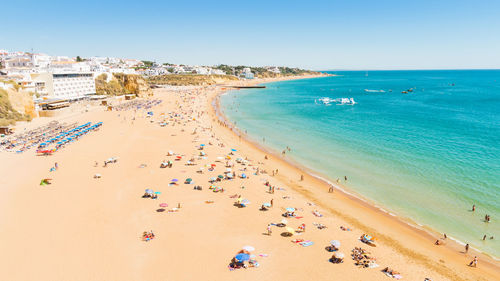 High angle view of people at beach