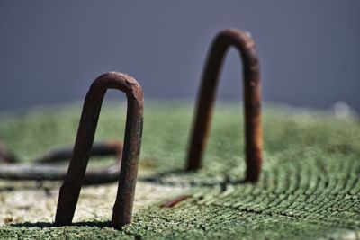 Close-up of metal railing