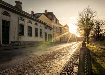 Sunrise an early morning in the city. one of the springs first sunbeams.