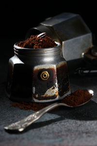 Close-up of chocolate cake on table