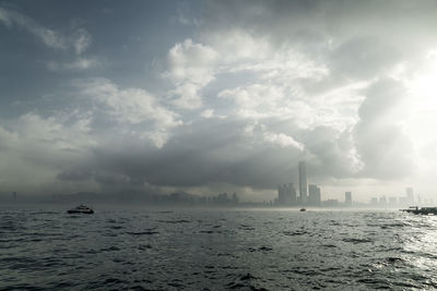 Scenic view of sea against cloudy sky