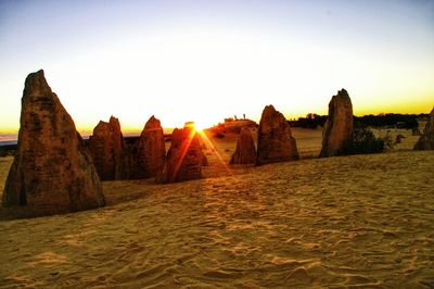 Scenic view of landscape against sky during sunset