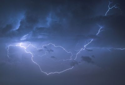 Low angle view of lightning in sky