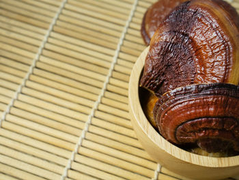 High angle view of bread on table