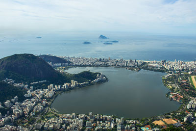 High angle view of city at waterfront rio de janeiro