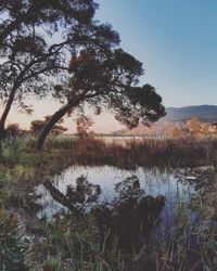 Scenic view of lake against sky