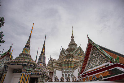 Low angle view of temple building against sky