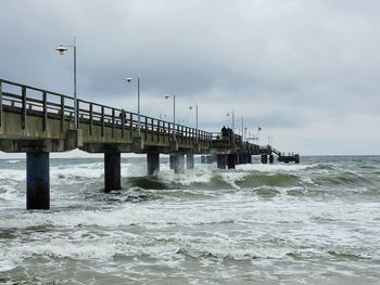 Pier over sea against sky