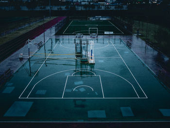 Sports field in rain