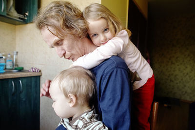 Boy and son at home