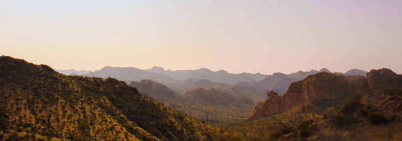 Sunset over mountains in the desert with a serene view