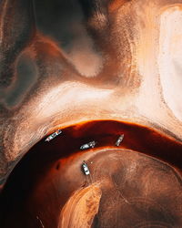 High angle view of person in drinking glass