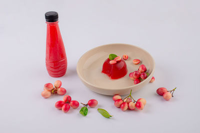 High angle view of food on white background