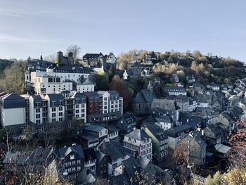 High angle view of townscape against sky