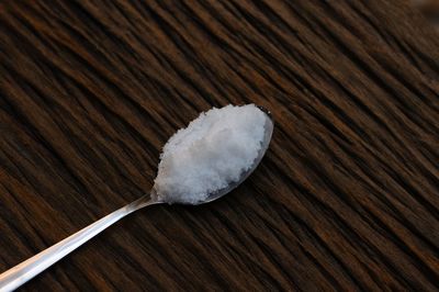 High angle view of ice cream on table