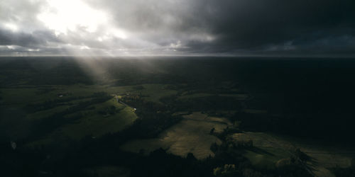 Aerial view of storm clouds over land