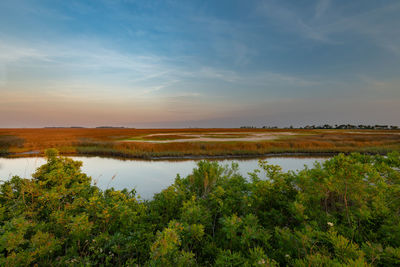 Scenic view of lake against sky