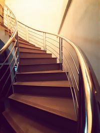 Low angle view of spiral staircase in building