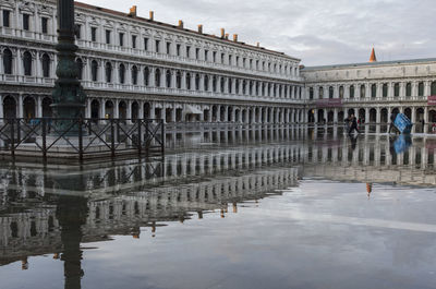 Reflection of buildings in water