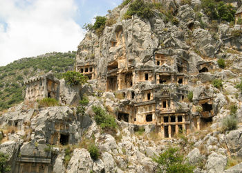 Historic buildings against mountain