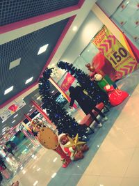 Close-up of christmas decorations in store