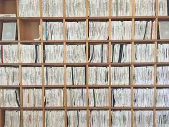 Full frame shot of books in shelves