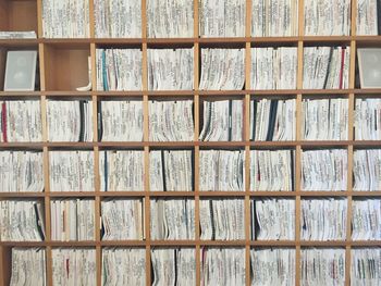 Full frame shot of books in shelves