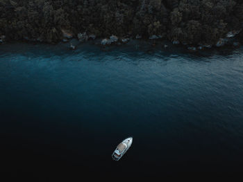 High angle view of rock in sea