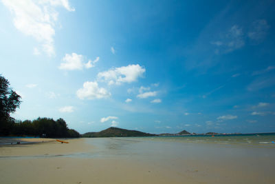 Scenic view of landscape against blue sky