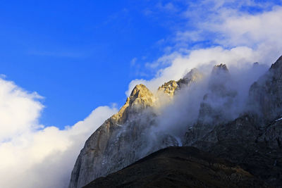 Low angle view of mountain against sky