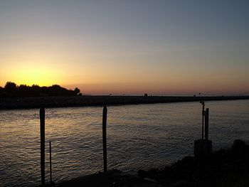 Scenic view of sea at sunset