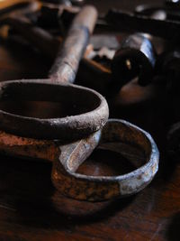 Close-up of rusty machine part