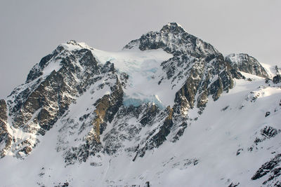 Scenic view of snow covered mountains against sky