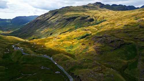 High angle view of mountain range