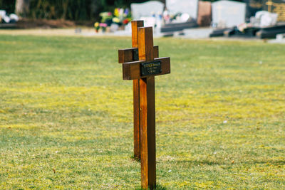 Information sign on field