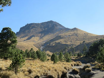 Scenic view of mountains against clear sky