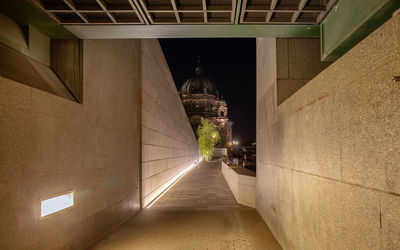 Corridor of building at night