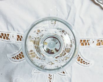 High angle view of glass on table