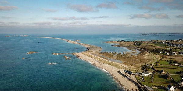 High angle view of beach against sky