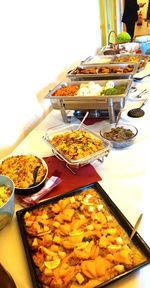 High angle view of food on table in restaurant